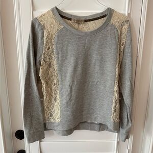 Vintage America Gray Sweater with Cream Lace Accents